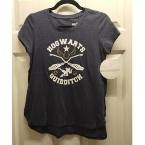 Harry Potter NWT Juniors Size Large Hogwarts Quidditch Blue Graphic T-Shirts